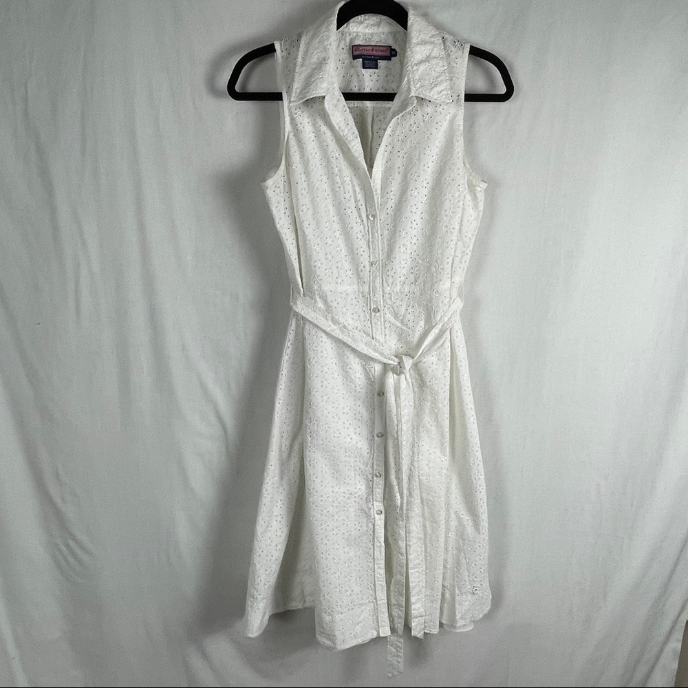 Vineyard Vines Cotton Eyelet White Lined Midi Dress